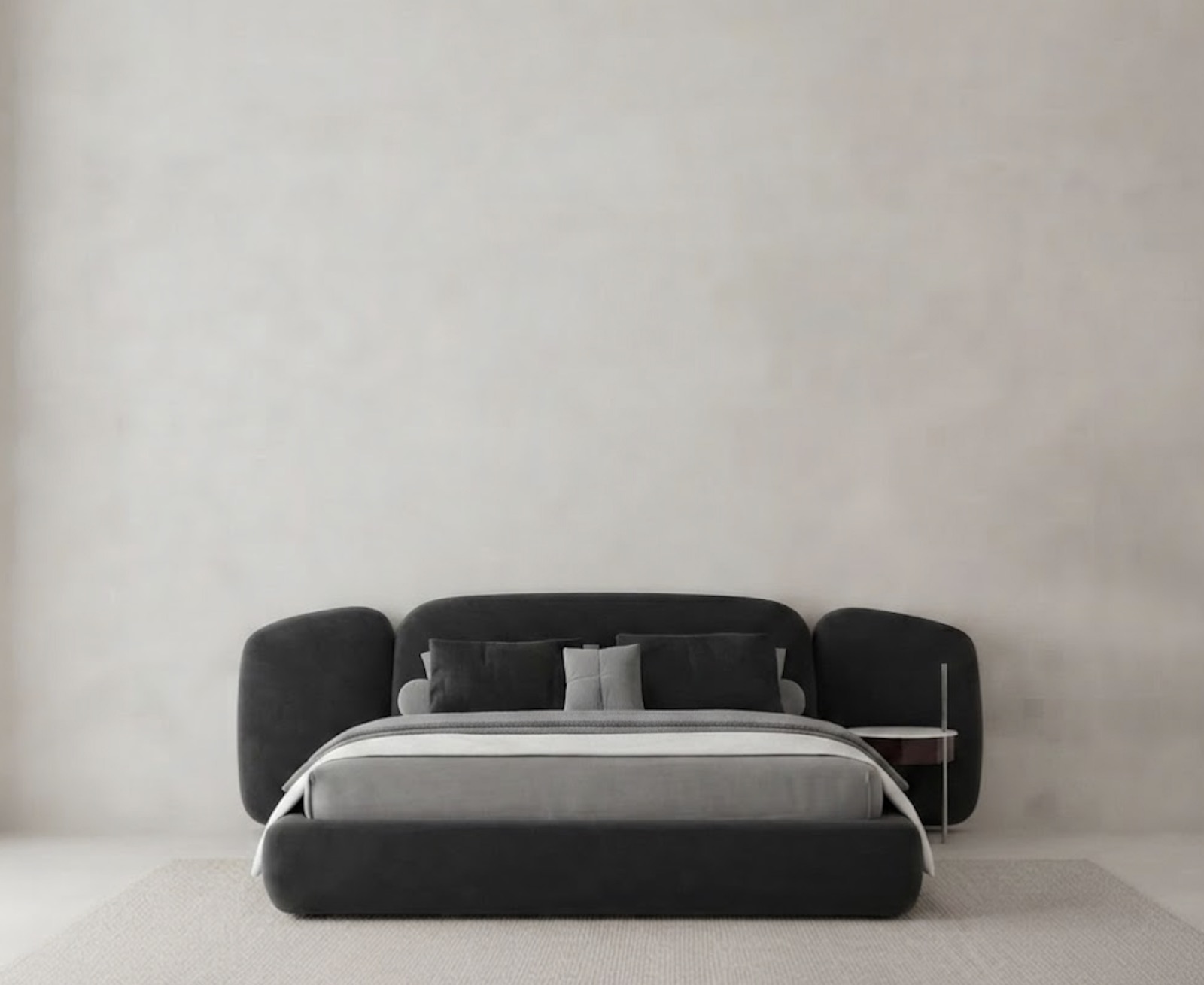 Deep charcoal bouclé — The Abbraccio Bed