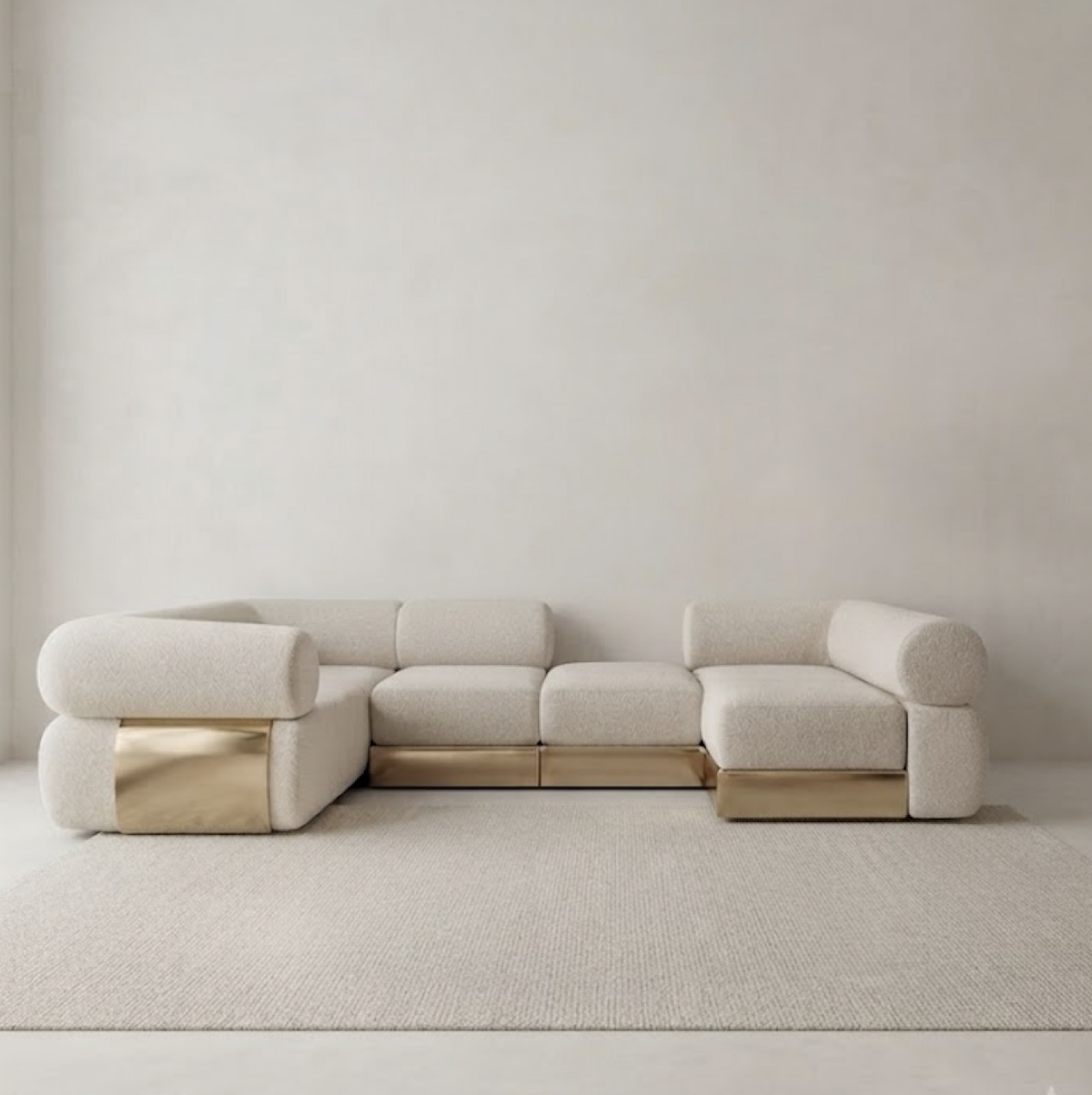 Warm white bouclé / brushed brass
